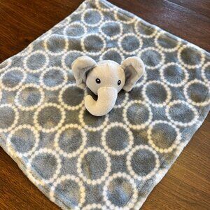 HB Hudson Baby Elephant Lovey Security Blanket Gray White Circles Rings